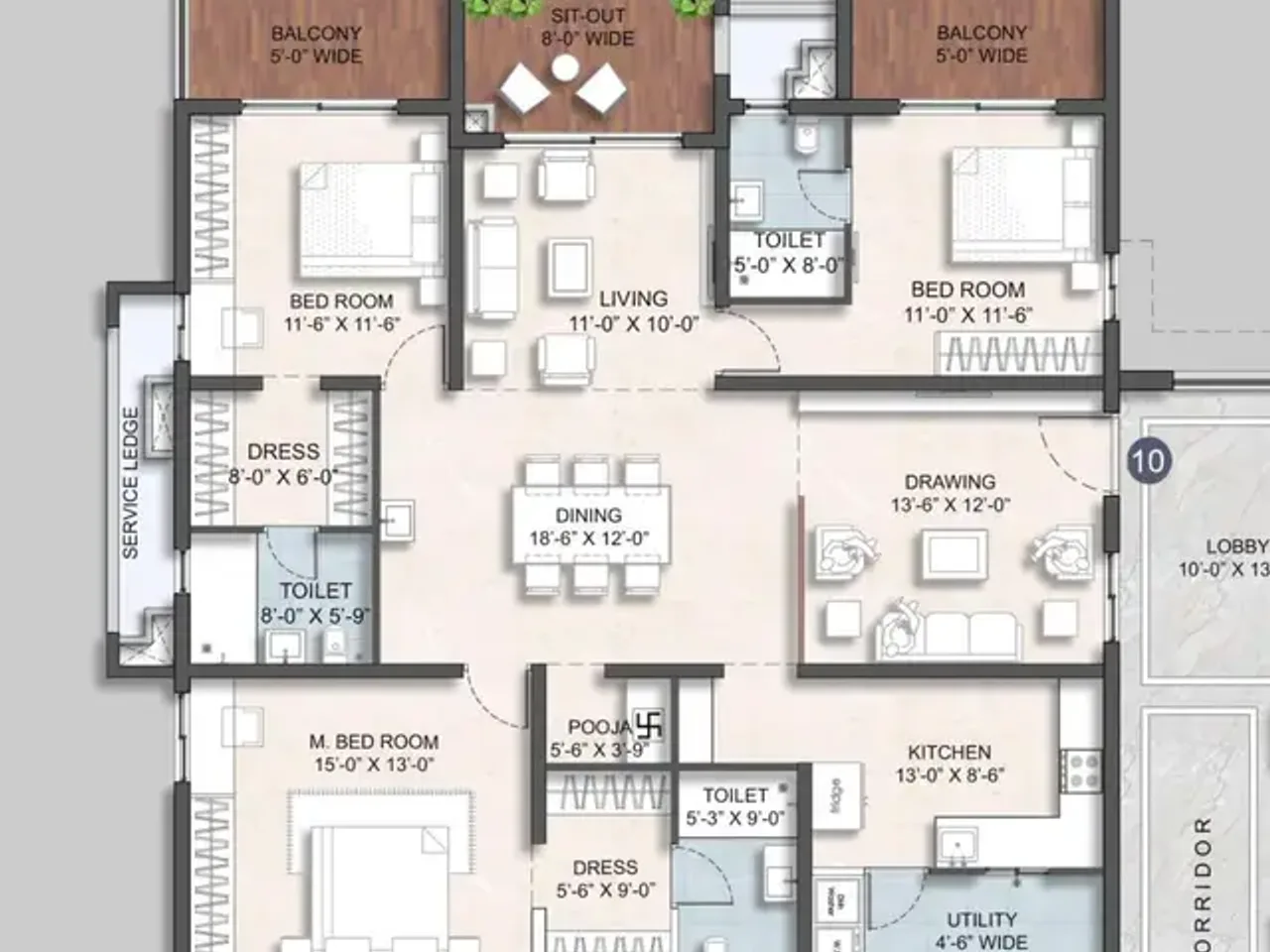 Anvita Ivana Kollur 4 BHK floor plan 2390 sq ft