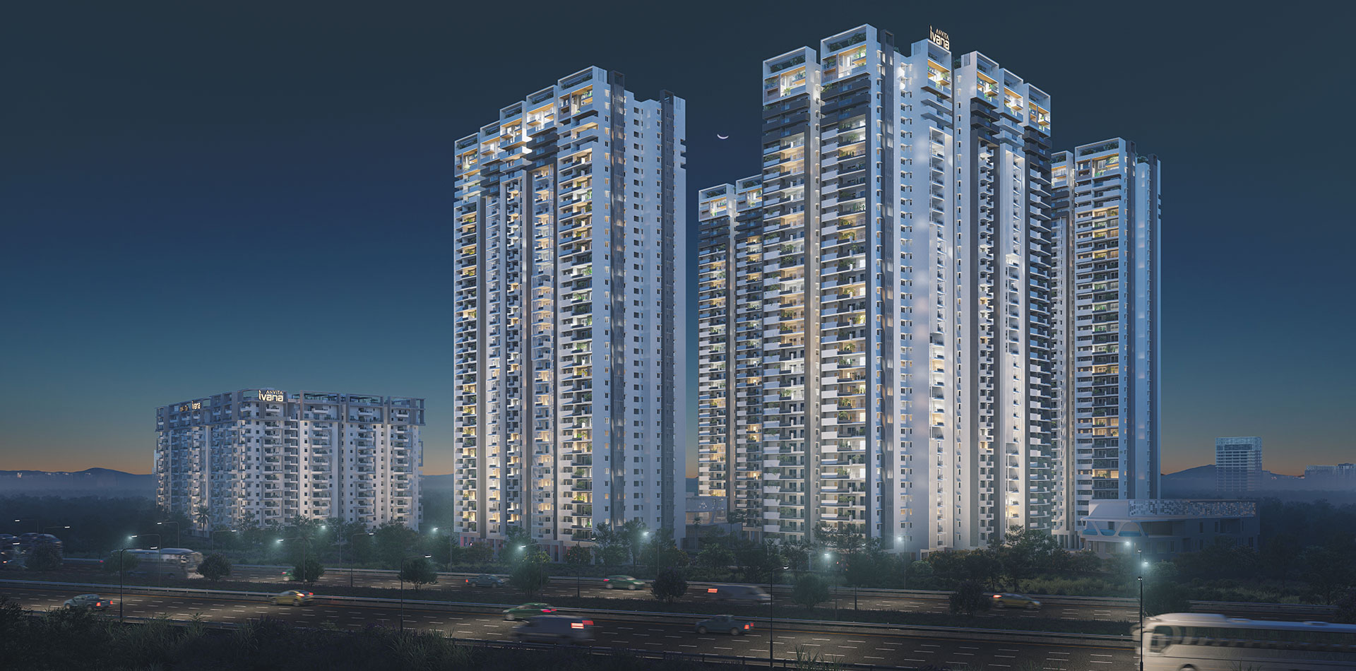 Anvita Ivana Kollur towers and landscaped podium