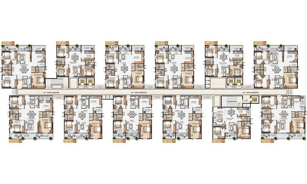 AR Homes Rise Kollur large unit floor plan