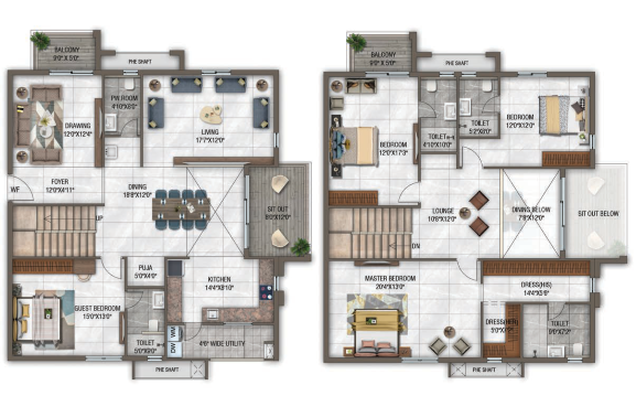 GHR Callisto Kollur 4 BHK floor plan 3585 sq ft west facing