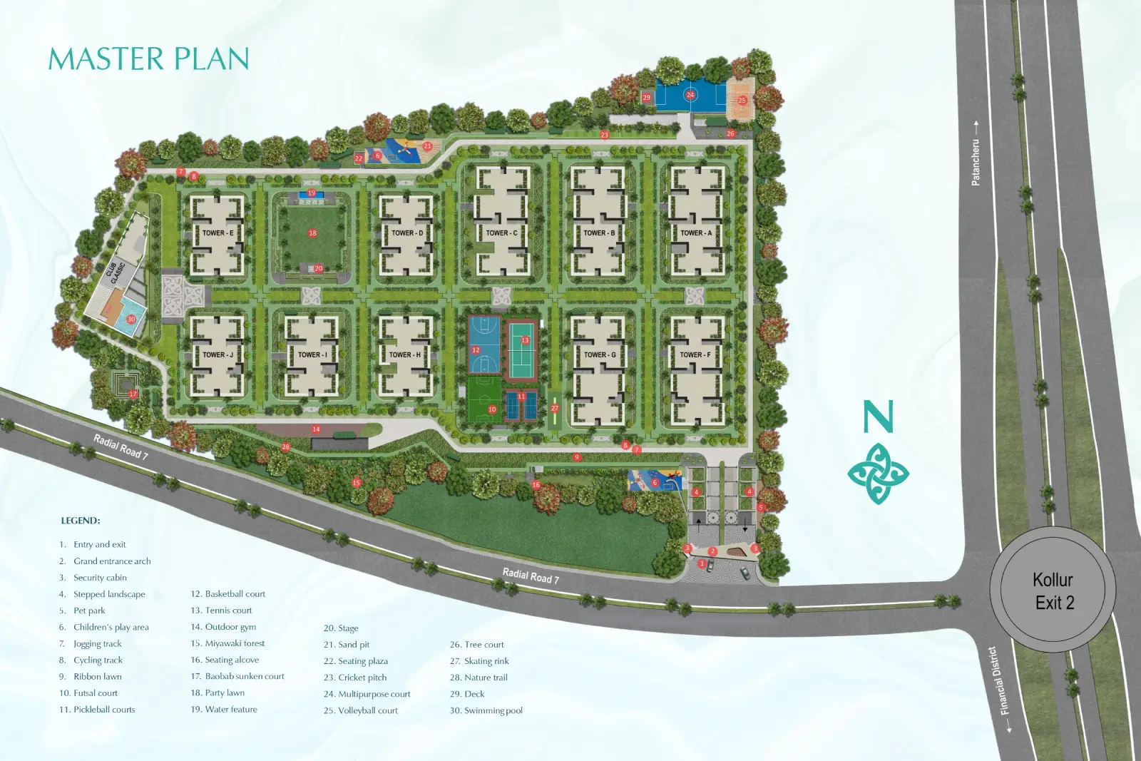 Greenmark Mayfair Classic Kollur master plan – 10 towers on about 15 acres