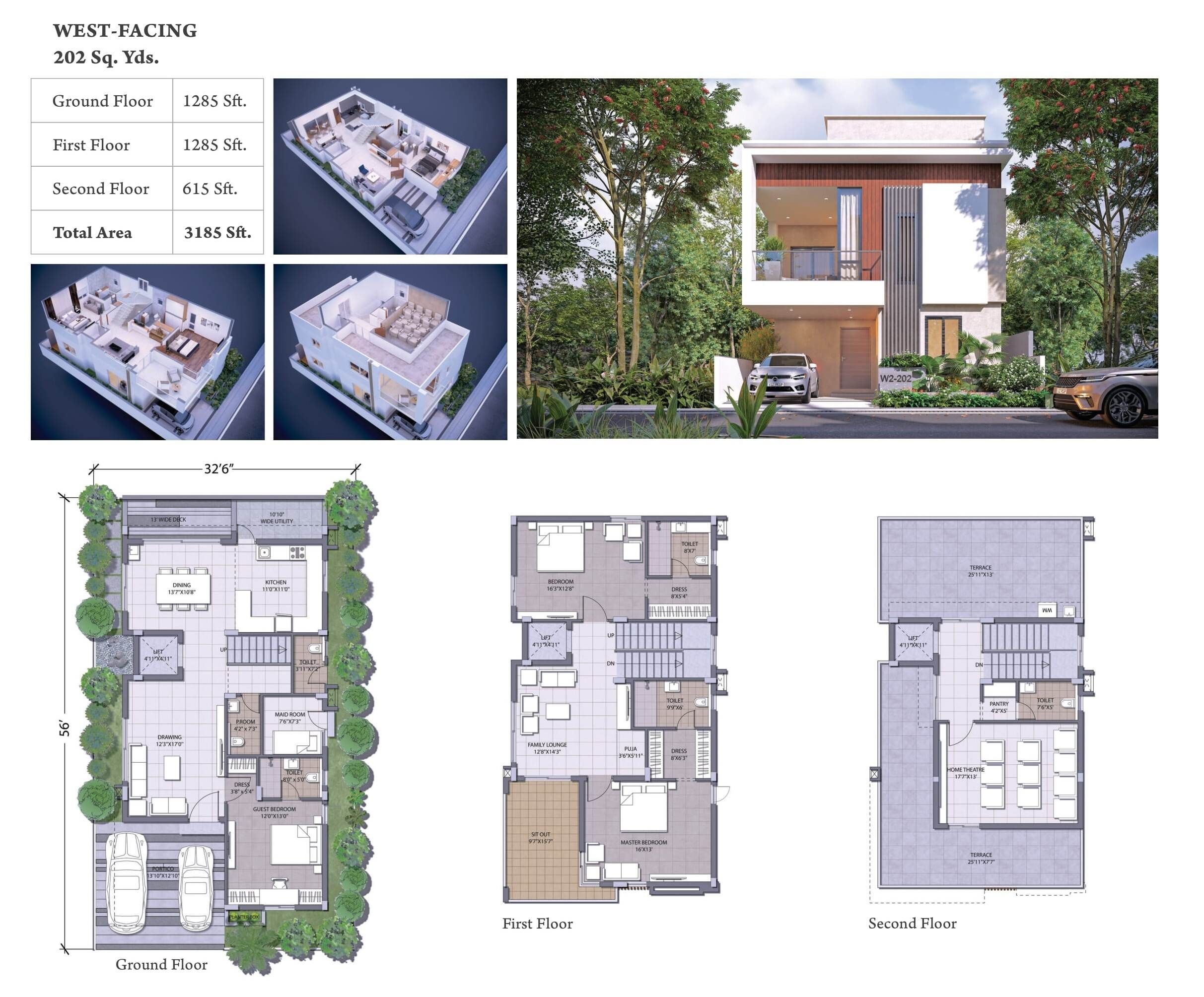 Hallmark Floresta Kollur 3 BHK villa floor plan 3185 sq ft built-up
