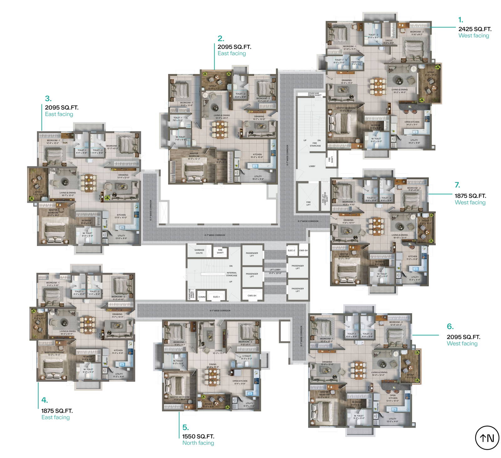 Levonor Egeira Kollur typical tower floor plan