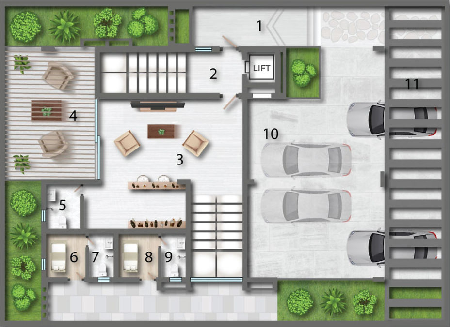 Maharaja Beverly Park Kollur garden villa ground floor plan – east facing