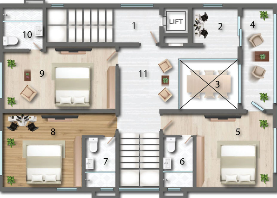 Maharaja Beverly Park Kollur garden villa second floor plan – east facing