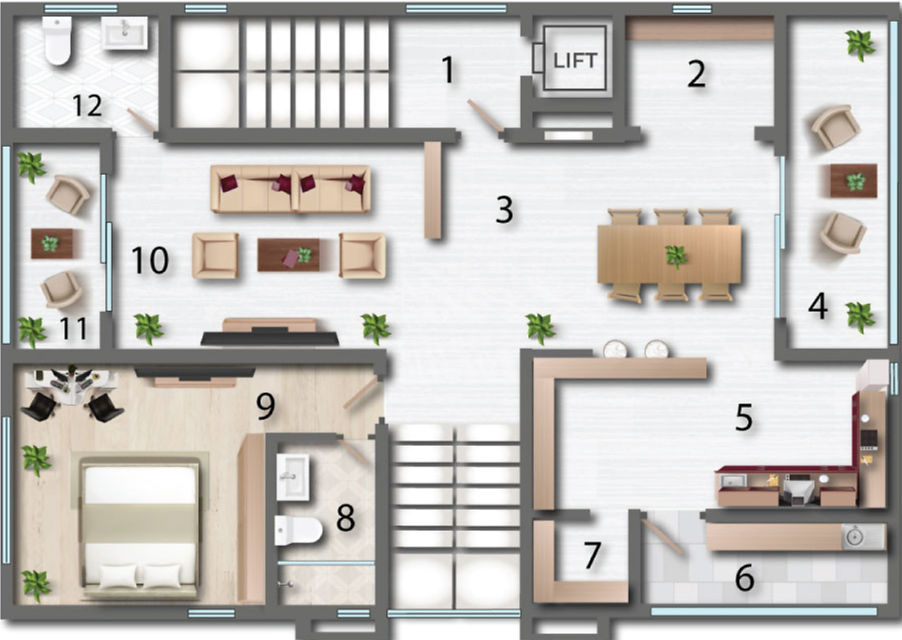 Maharaja Beverly Park Kollur sky villa third floor plan – east facing