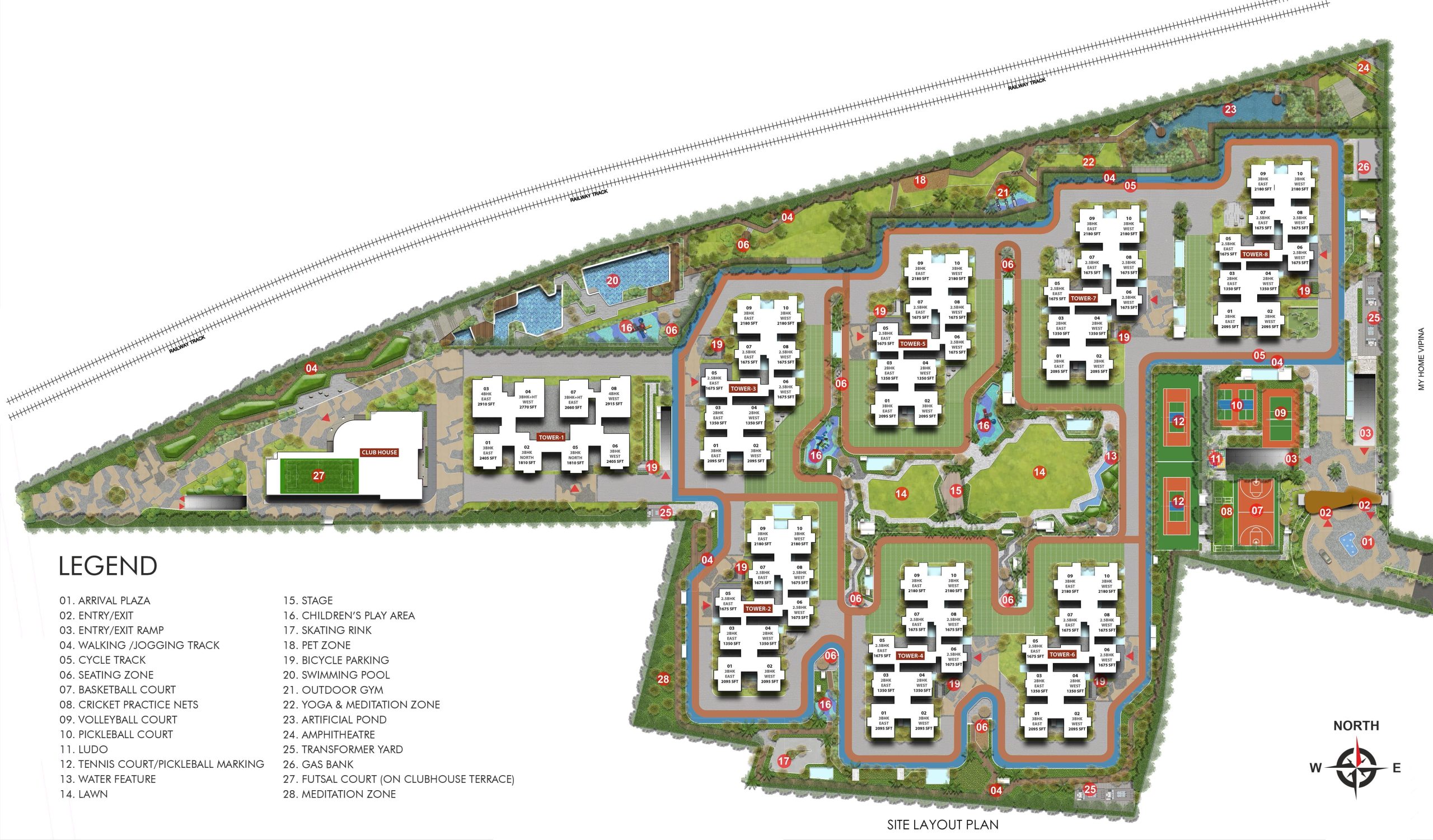 My Home Udyan Tellapur master plan – 8 towers on 24.12 acres