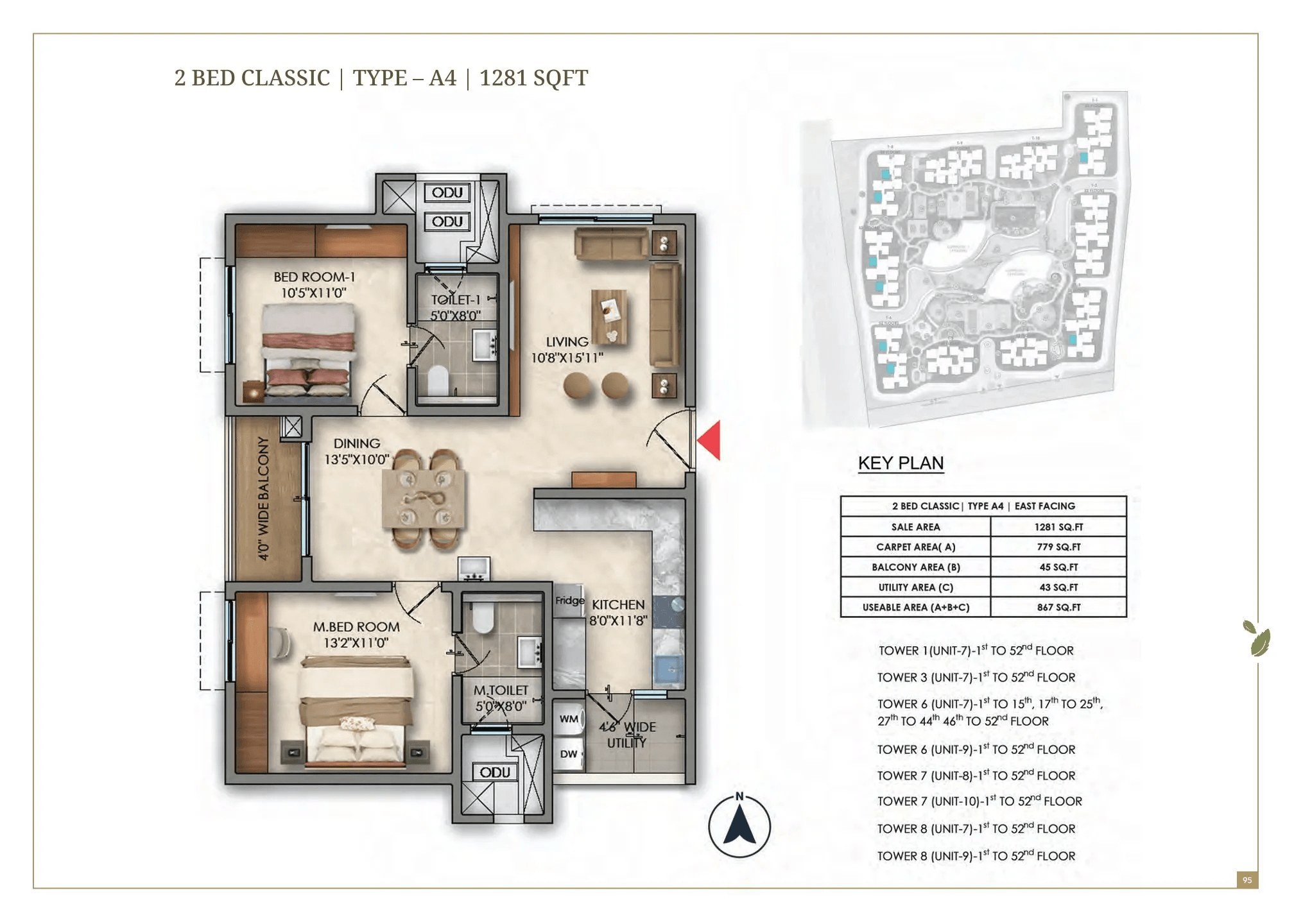 Prestige Golden Grove Kollur 2 BHK floor plan 1281 sq ft