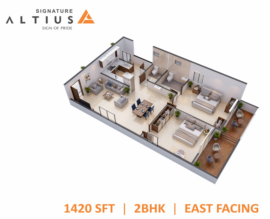 Signature Altius Kollur 2 BHK floor plan