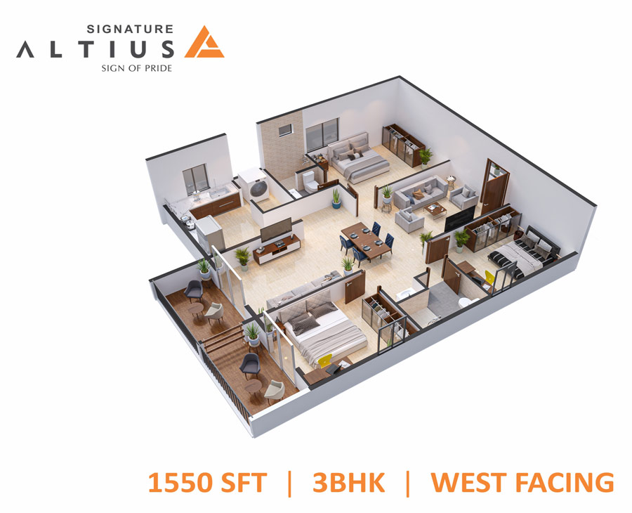 Signature Altius Kollur 3 BHK floor plan